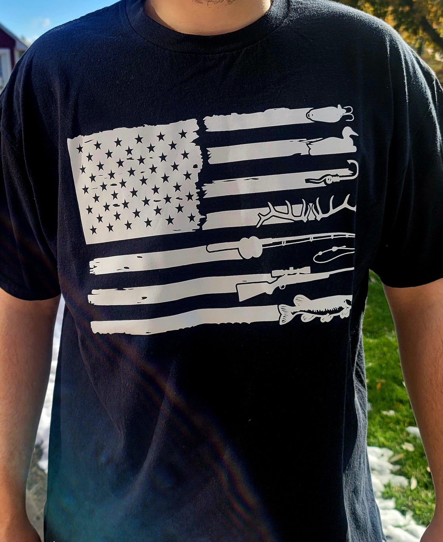 Hunting/Fishing American Flag Tee