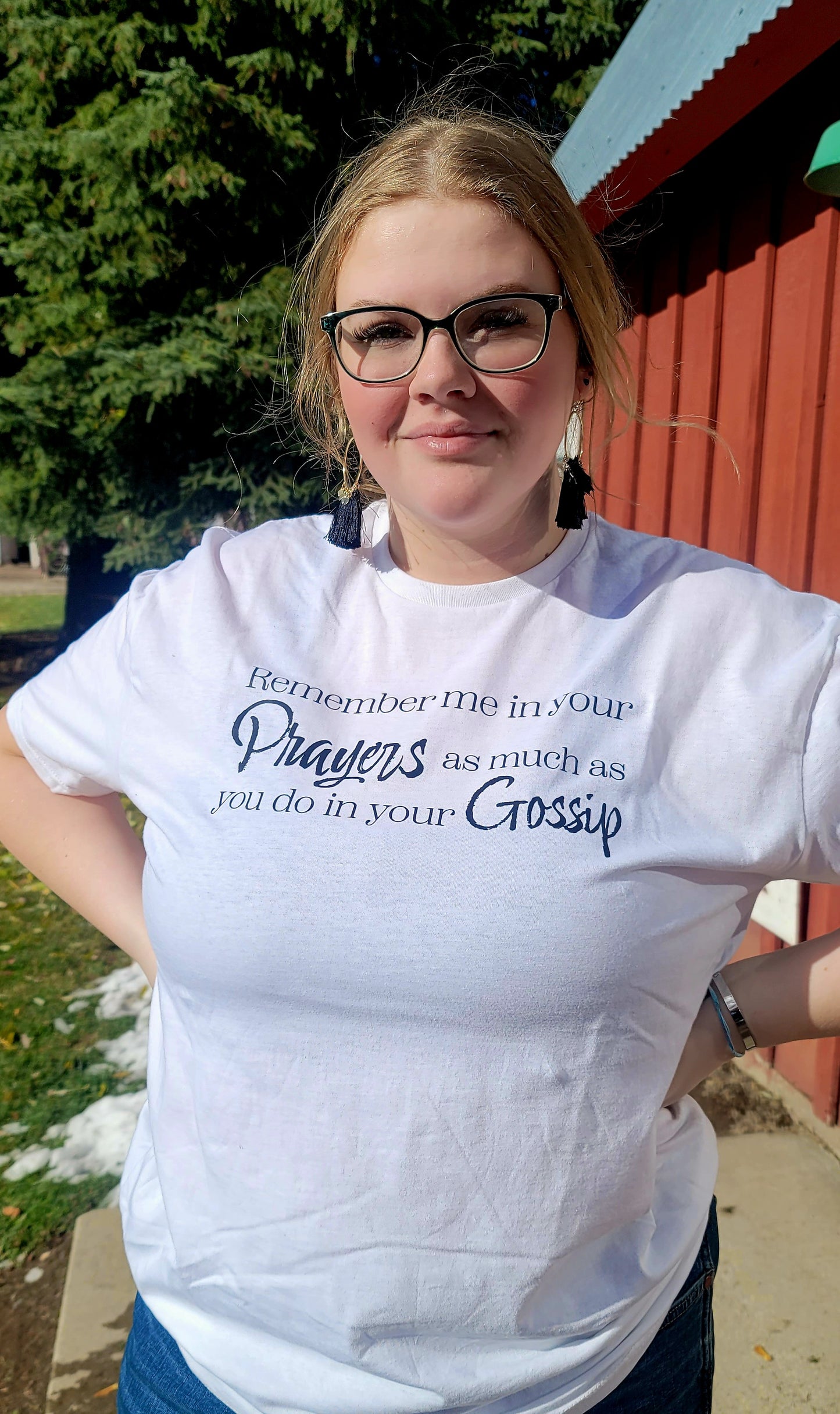 Remember Prayers and Gossip Graphic Tee