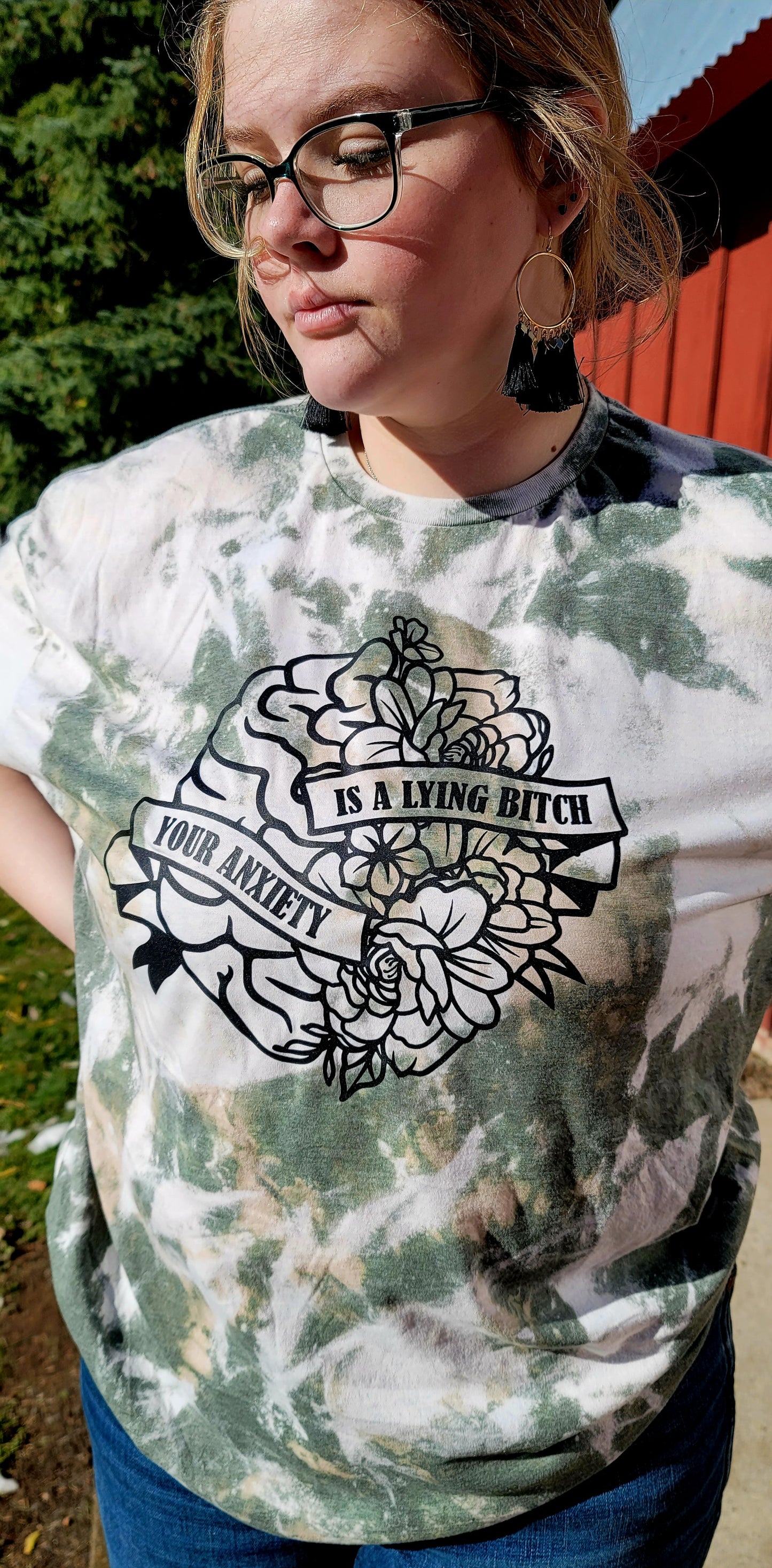 Your Anxiety Is A Lying B Bleached Graphic Tee