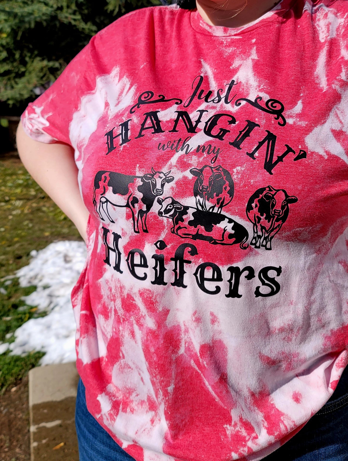 Hangin' With My Heifers Bleached Graphic Tee