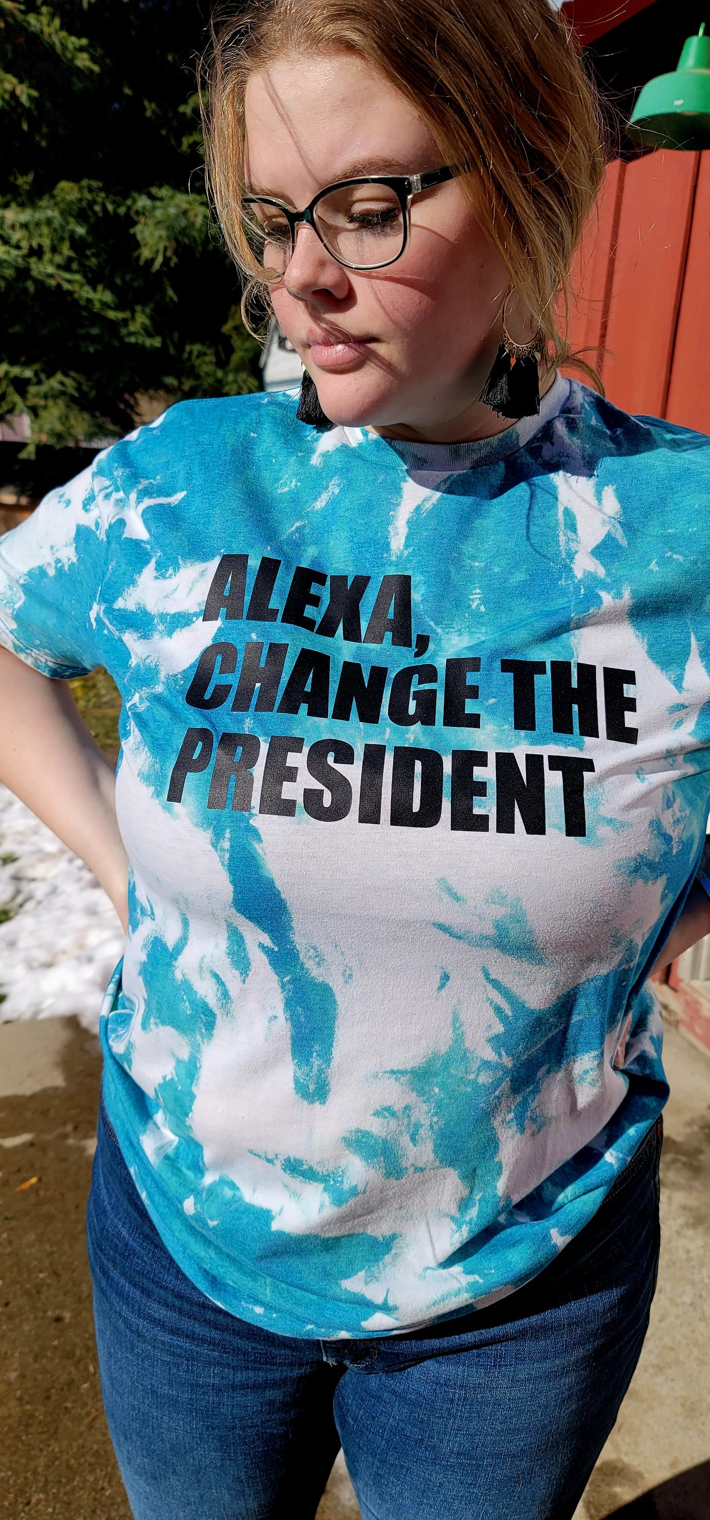 Alexa Change The President Graphic Bleached Tee