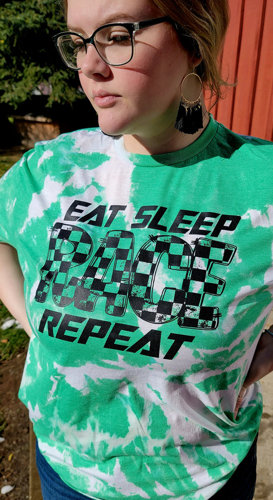 Eat Sleep Race Repeat Bleached Graphic Tee