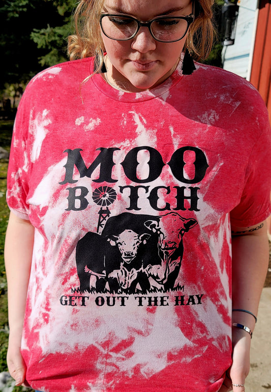 Moo B*tch Get Out of The Way Bleached Graphic Tee