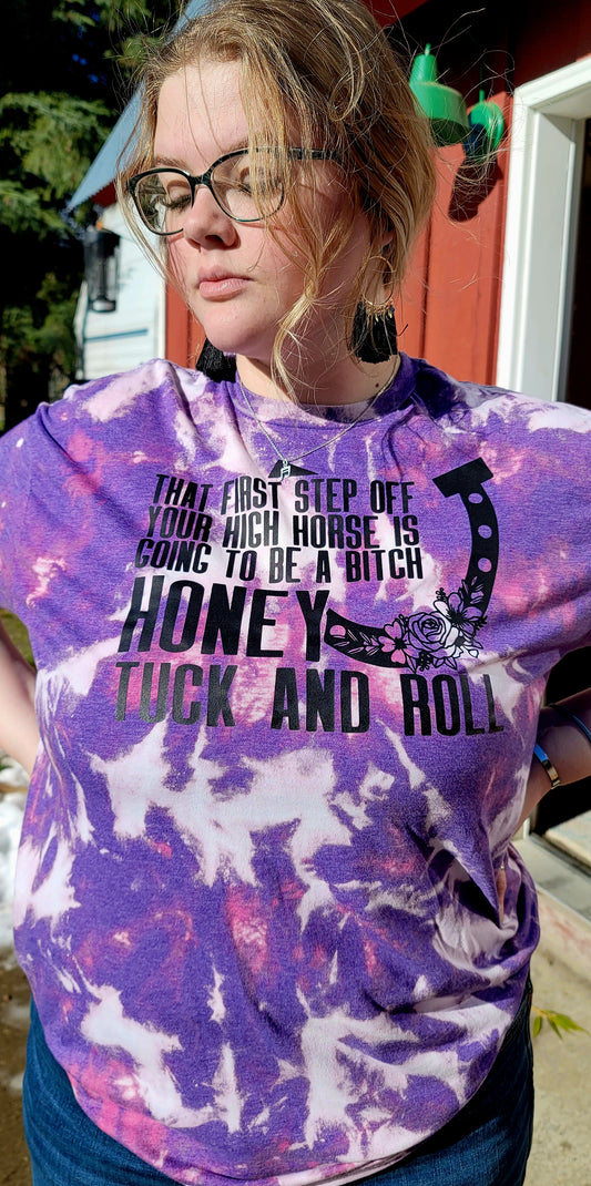 Honey Tuck& Roll Bleached Graphic Tee