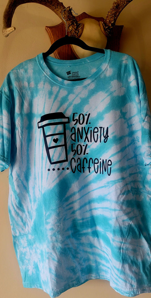 Tie Dyed 50% Anxiety 50% Coffee Graphic Tee