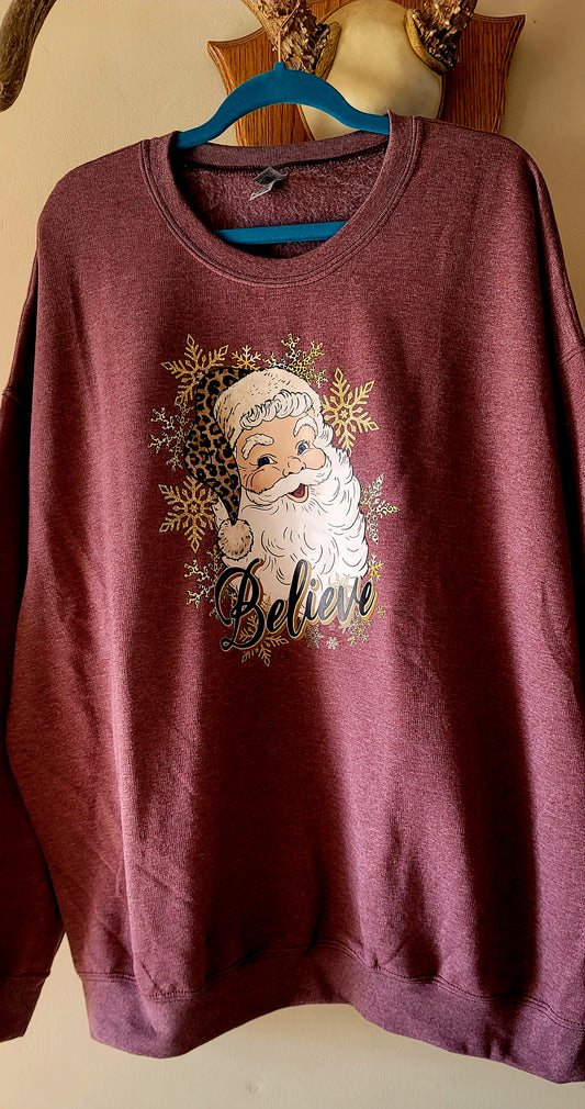 Believe Santa, Gold Graphic Sweatshirt